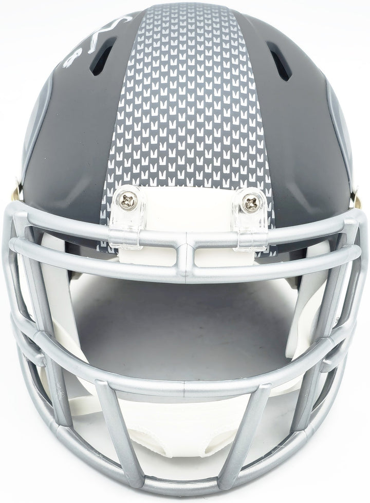 Matt Hasselbeck Signed Seattle Seahawks Slate Gray Speed Mini Helmet Beckett Wit