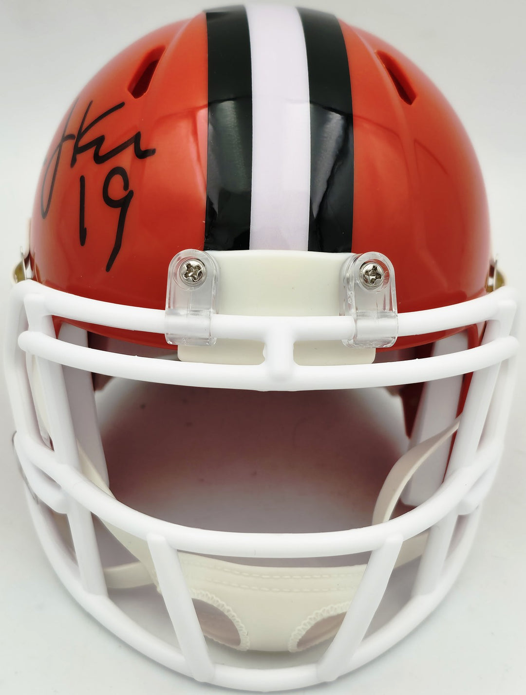 Bernie Kosar Auto Browns Orange 1975-05 Throwback Speed Mini Helmet JSA Witness