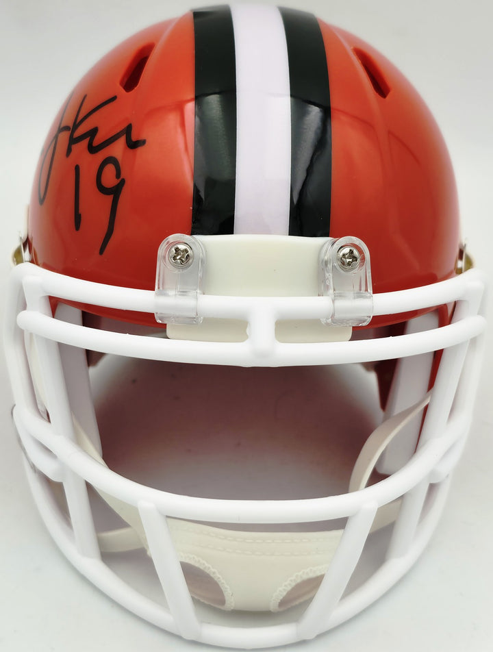 Bernie Kosar Auto Browns Orange 1975-05 Throwback Speed Mini Helmet JSA Witness