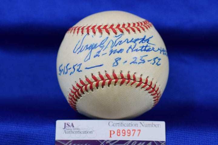 Virgil Trucks JSA  American League OAL Signed Baseball No Hitter 5-15-52 8-25-52