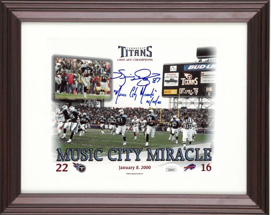 Music City Miracle signed Tennessee Titans 8x10 Photo Framed w/ Kevin Dyson -JSA