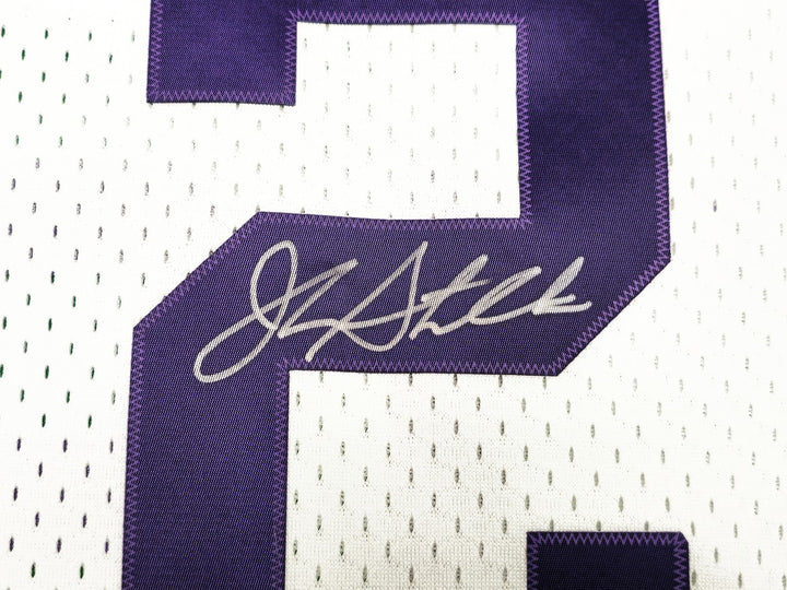 Jazz John Stockton Auto White Auth Mitchell Ness 91-92 HWC Swingman Jersey BAS