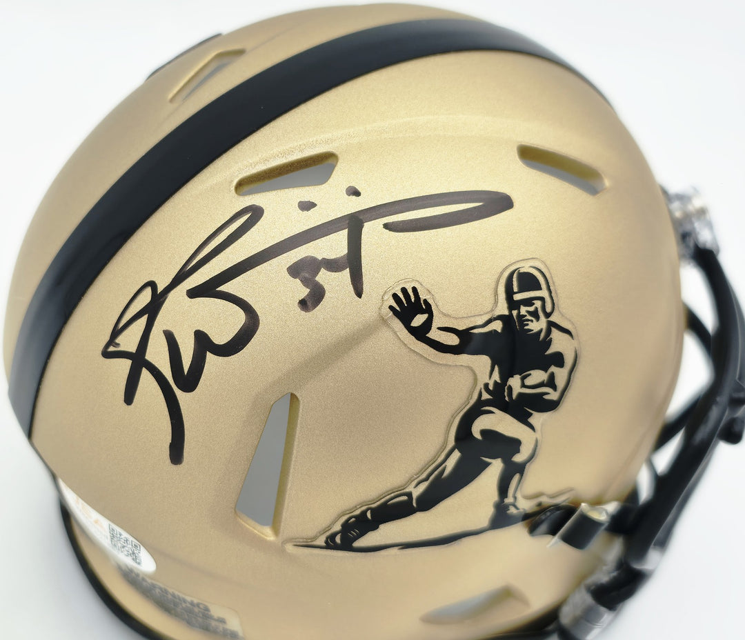 Ricky Williams Signed Texas Longhorns Gold Heisman Logo Speed Mini Helmet JSA