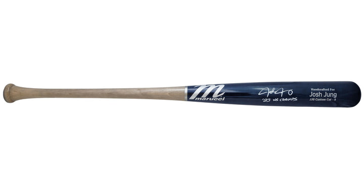 Josh Jung Auto Navy/Grey Marucci Player Model Bat Rangers "23 WS Champs" Beckett