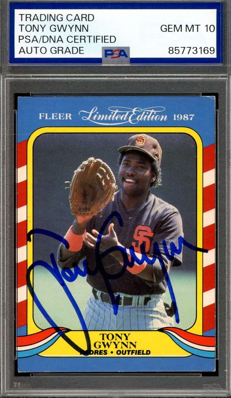 Tony Gwynn Gem Mint 10 PSA DNA Signed 1987 Fleer Limited Edition Autograph