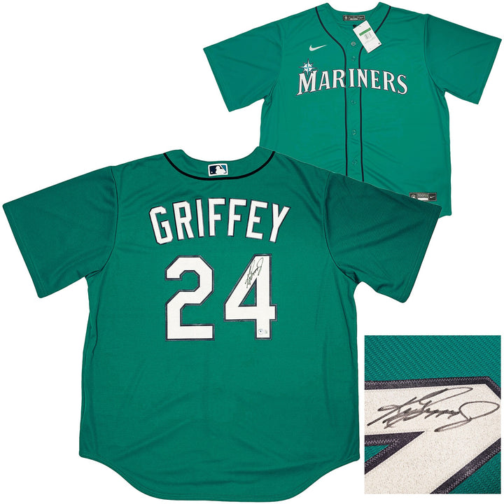 Seattle Mariners Ken Griffey Jr. Signed Teal Nike Jersey Size XL Beckett Wit