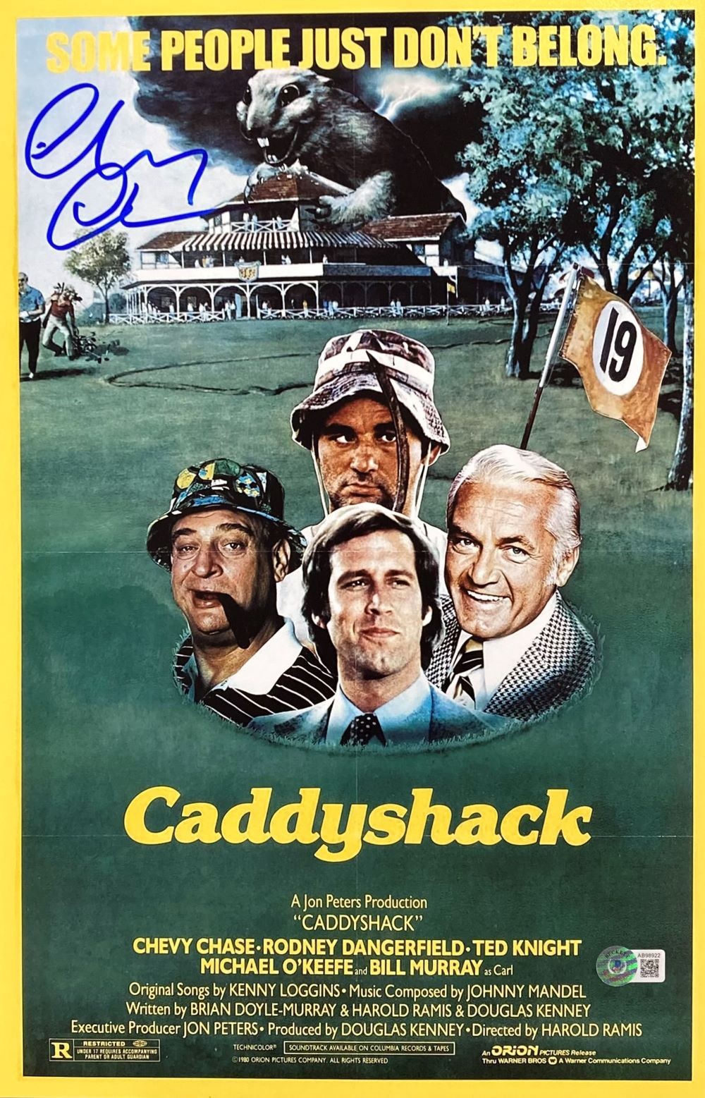 Chevy Chase Signed 11x17 Caddyshack Movie Poster Photo 3 BAS
