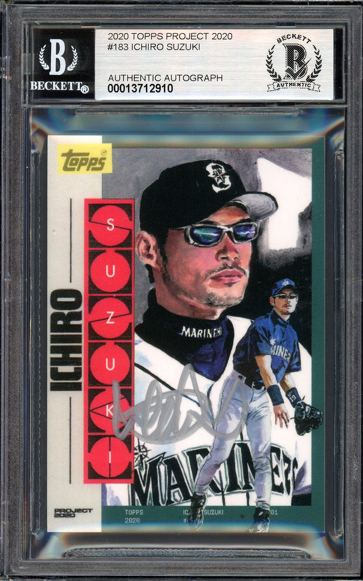 Ichiro Suzuki Signed Topps Project 2020 Jacob Rochester Card 183 Sig 10 1/10 BAS