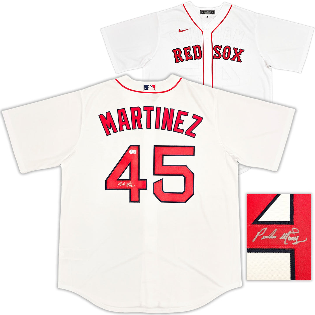 Boston Red Sox Pedro Martinez Signed White Nike Jersey Size XL Beckett Witness