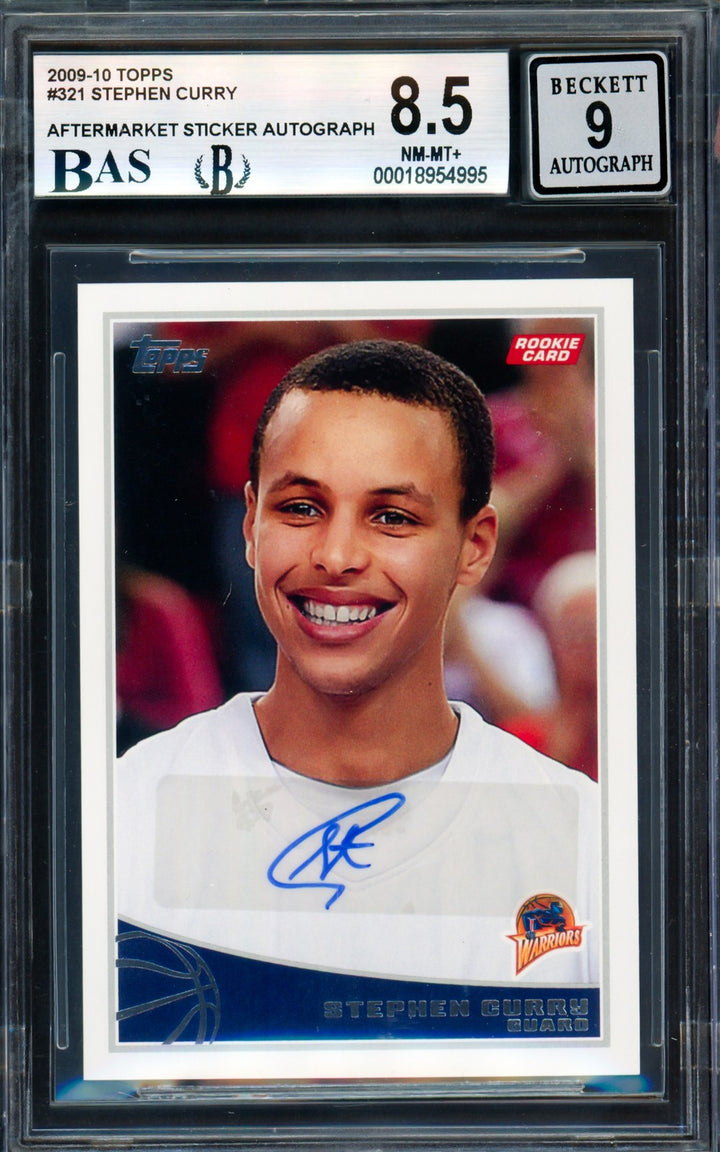 Stephen Curry Signed 2009-10 Topps RC 321 Warriors BGS 8.5 Auto Mint 9 Beckett