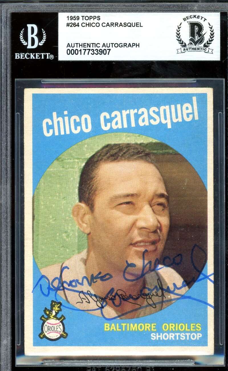 Chico Carrasquel Beckett BAS Signed 1959 Topps Autograph