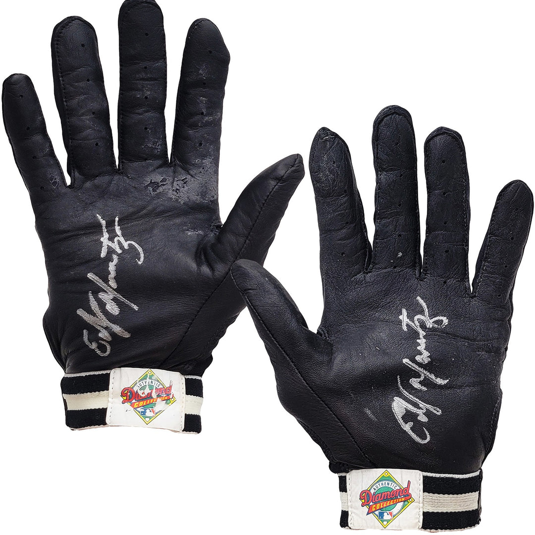 Edgar Martinez Auto Franklin Diamond Game Used Batting Gloves Signed Certificate