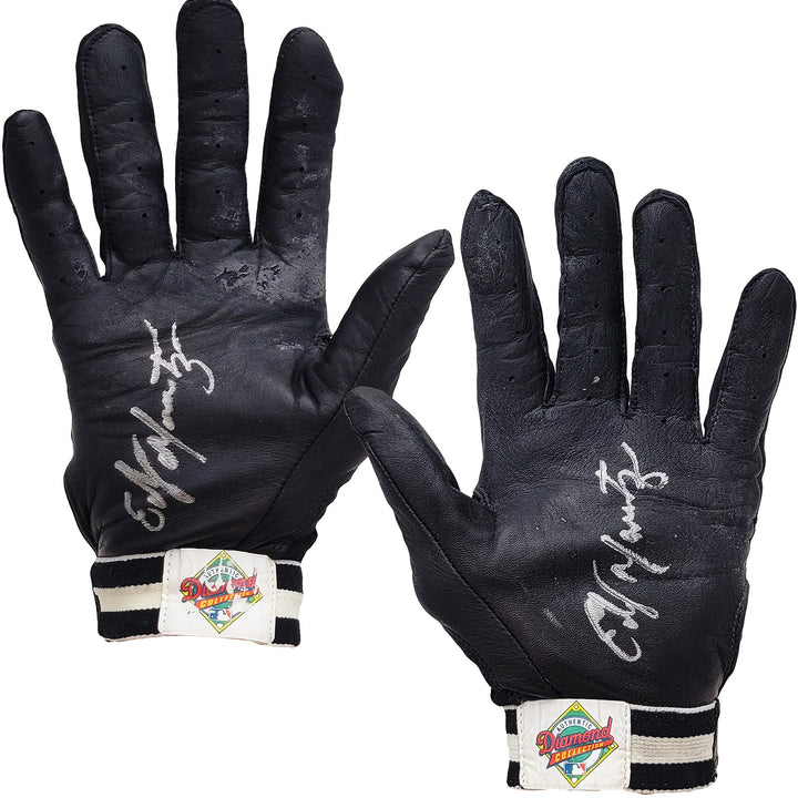 Edgar Martinez Auto Franklin Diamond Game Used Batting Gloves Signed Certificate
