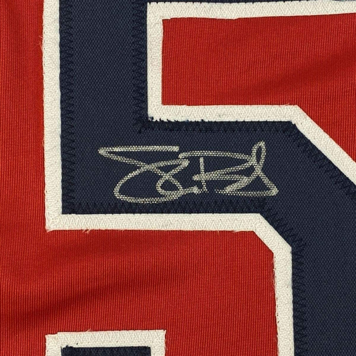 FRAMED Signed SHANE BIEBER 35x39 Cleveland Red Jersey JSA COA Auto