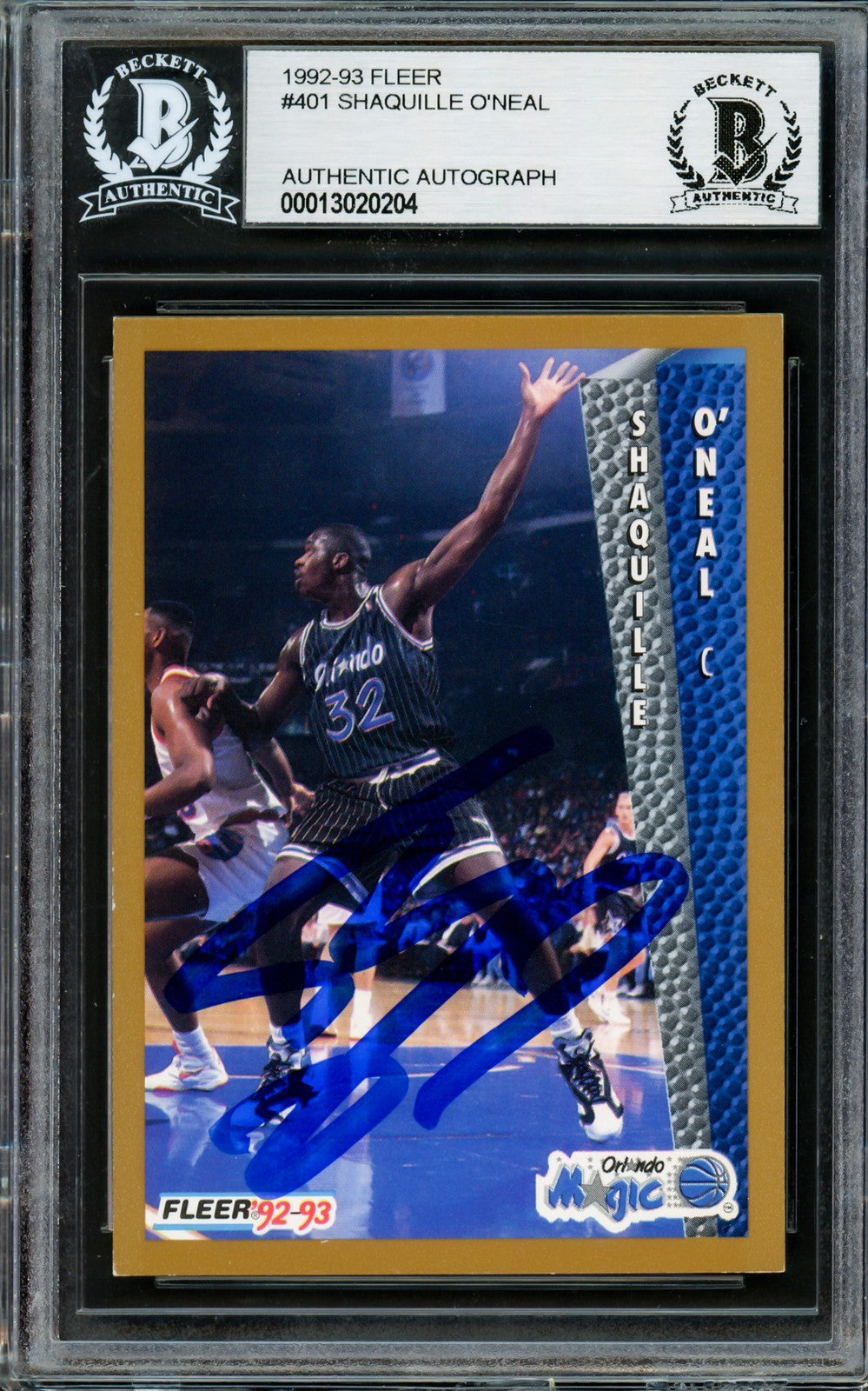 Shaquille Shaq O'Neal Signed 1992-93 Fleer RC 401 Magic Thick Sig Beckett