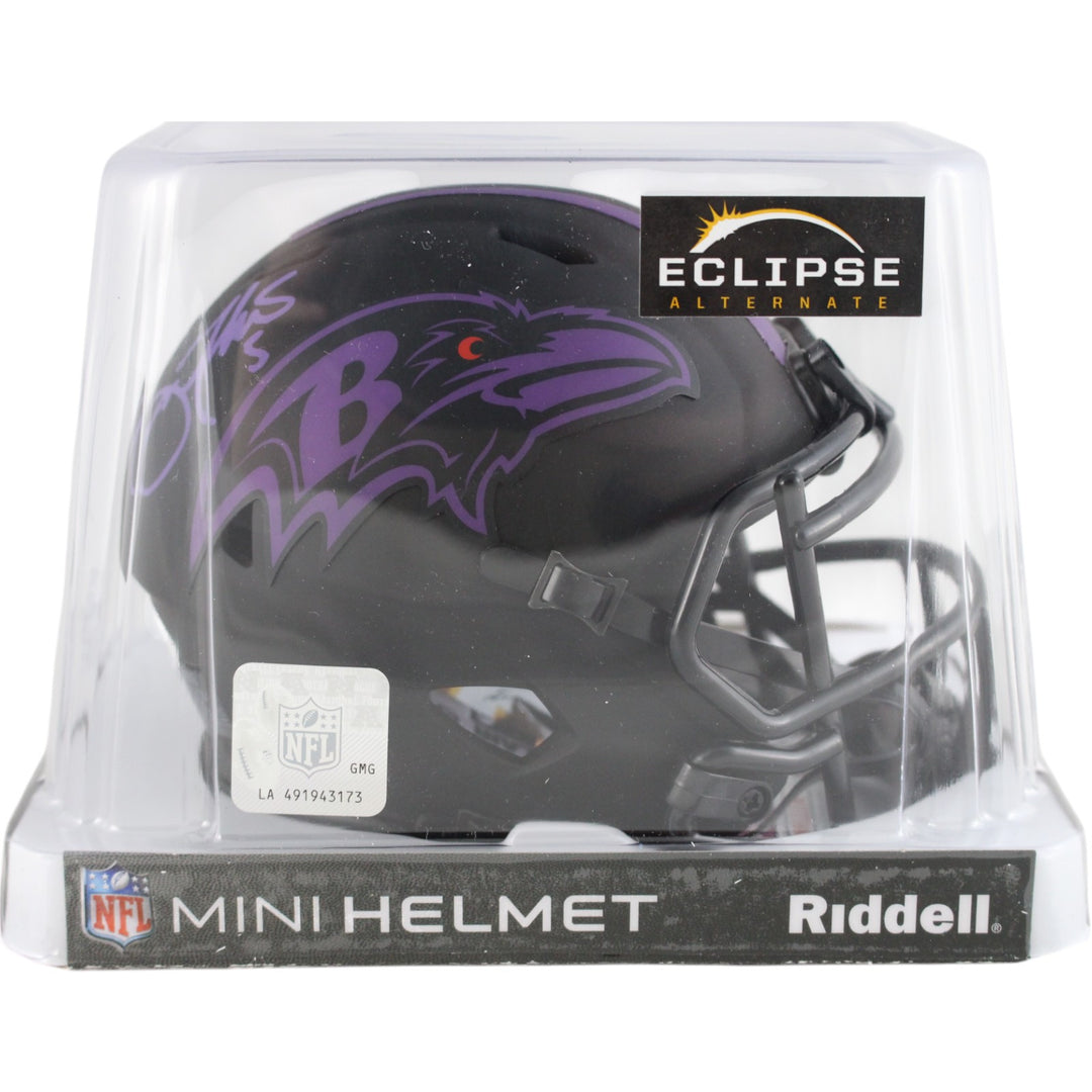Joe Flacco Autographed/Signed Baltimore Ravens Eclipse Mini Helmet JSA 49656
