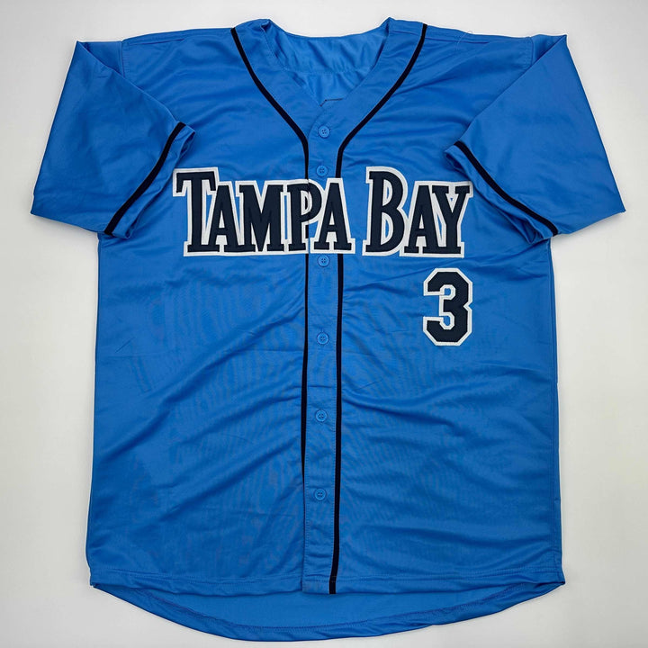 Facsimile Autographed Evan Longoria Tampa Bay Light Blue Reprint Jersey Men's XL
