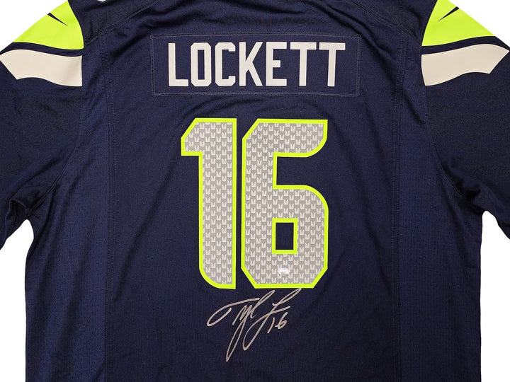 Seahawks Tyler Lockett Signed Blue Nike On Field Jersey Size XXL MCS Holo