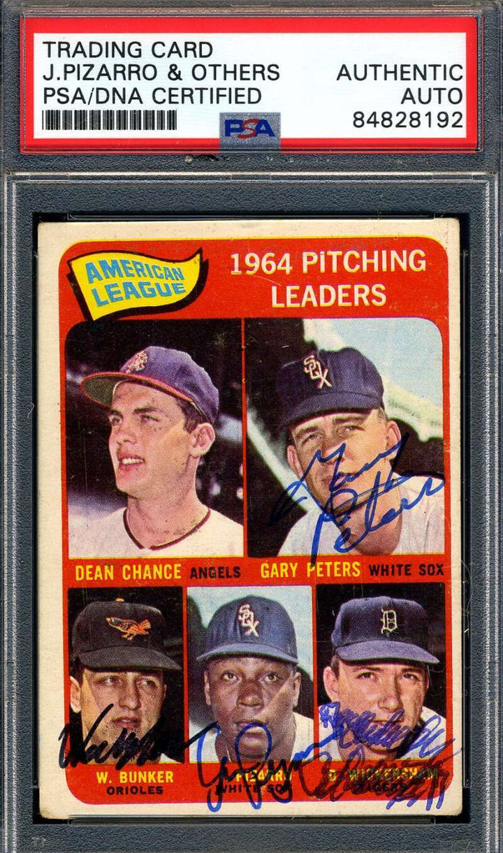 Peters Bunker Pizarro Wickersham PSA DNA Signed 1965 Topps 1964 Leaders Autograp