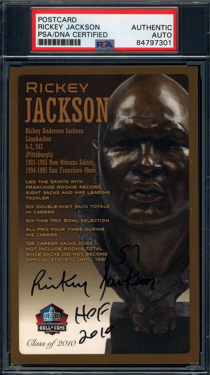 Rickey Jackson PSA DNA Signed Hall of Fame Bronze Bust Postcard Autograph