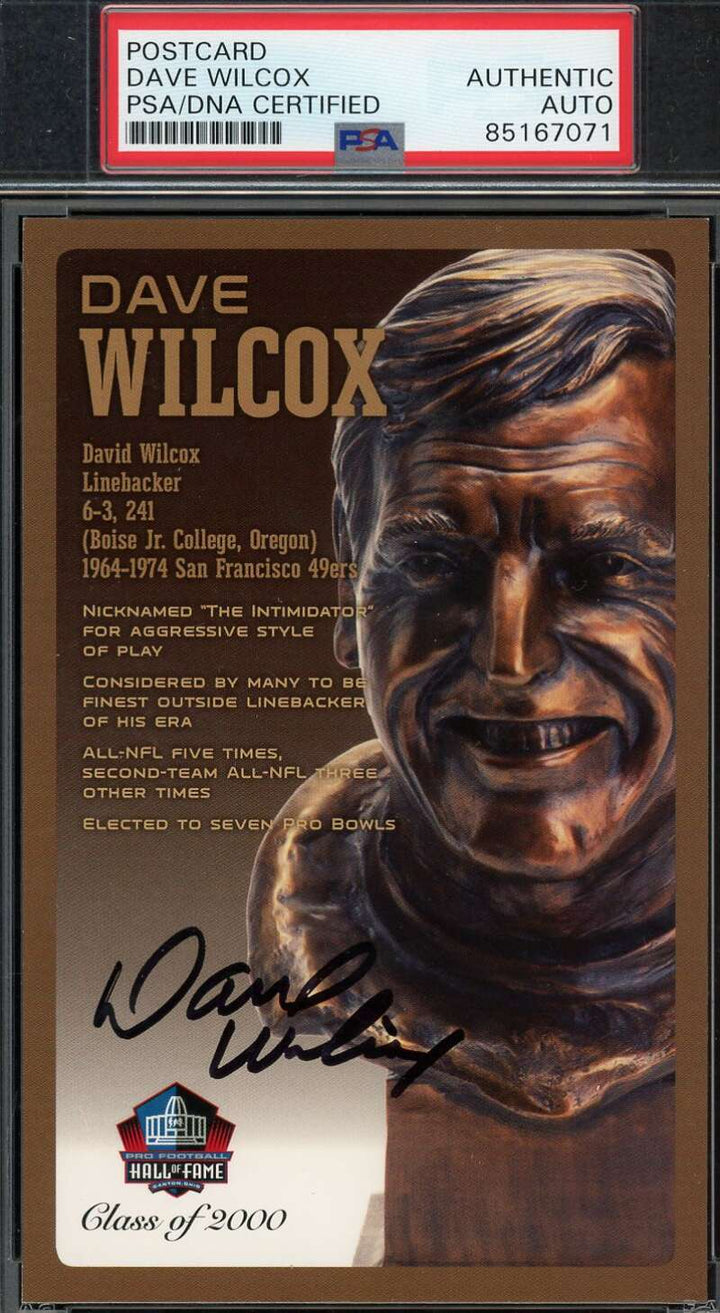 Dave Wilcox PSA DNA Signed Hall of Fame Bronze Bust Postcard /150 Autograph