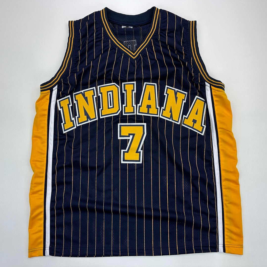 Facsimile Autographed Jermaine O'Neal Indiana Blue Pinstripe Reprint Jersey XL
