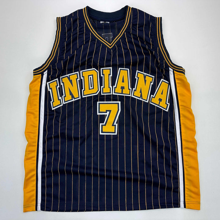 Facsimile Autographed Jermaine O'Neal Indiana Blue Pinstripe Reprint Jersey XL
