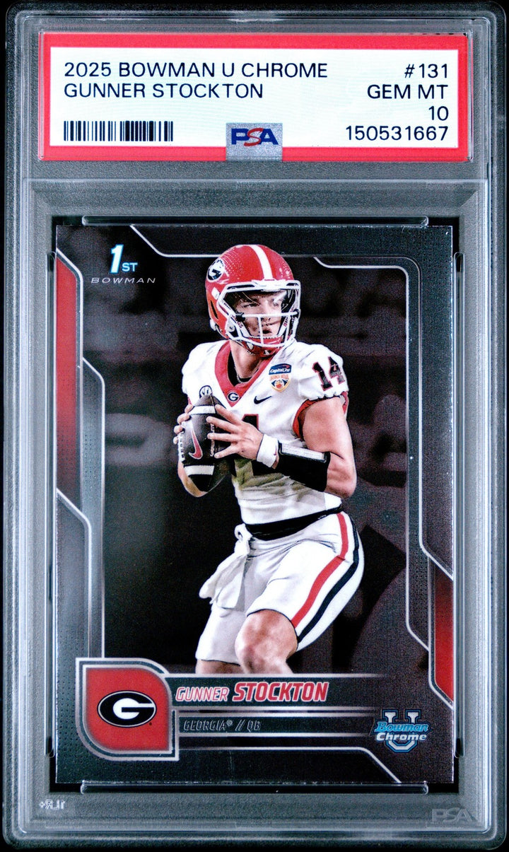 Graded 2025 Topps Bowman U Chrome Gunner Stockton #131 Rookie Card PSA 10