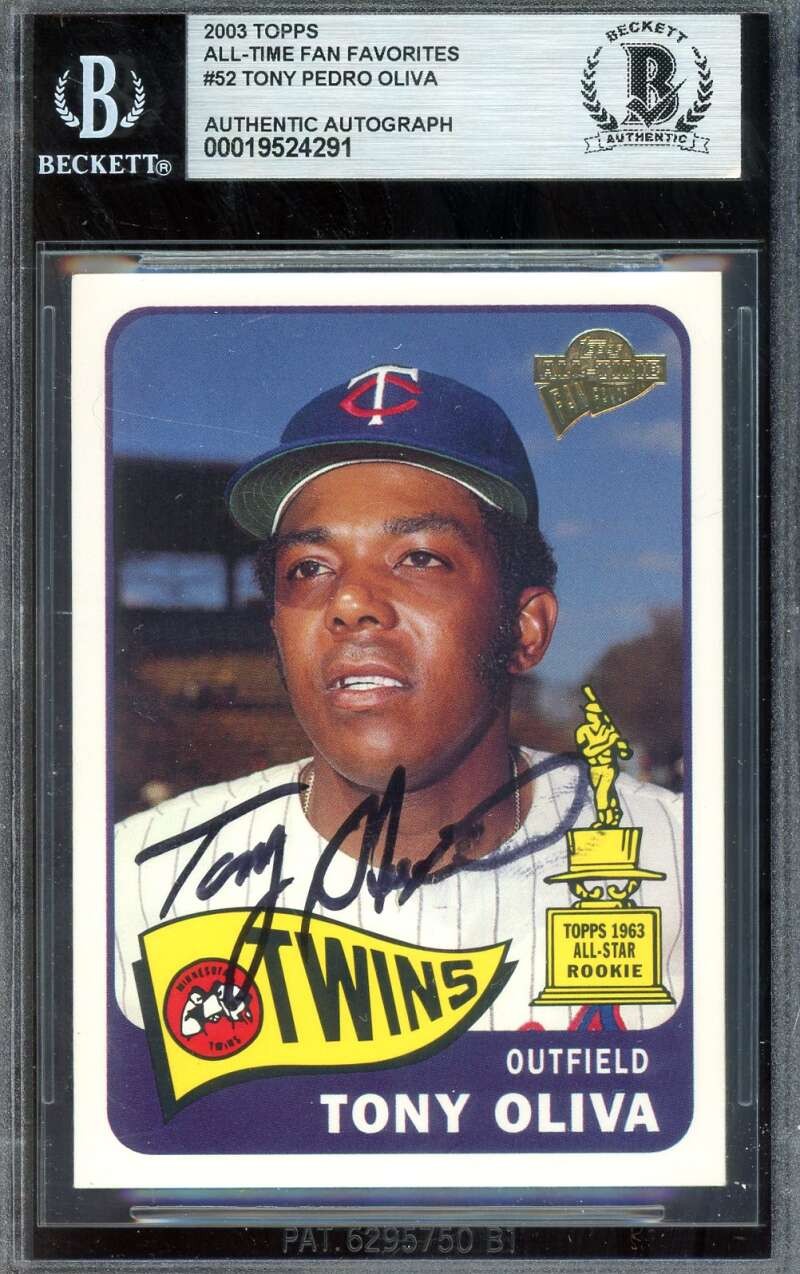 Tony Oliva Beckett BAS Signed 2003 Topps All Time Fan Fav Autograph