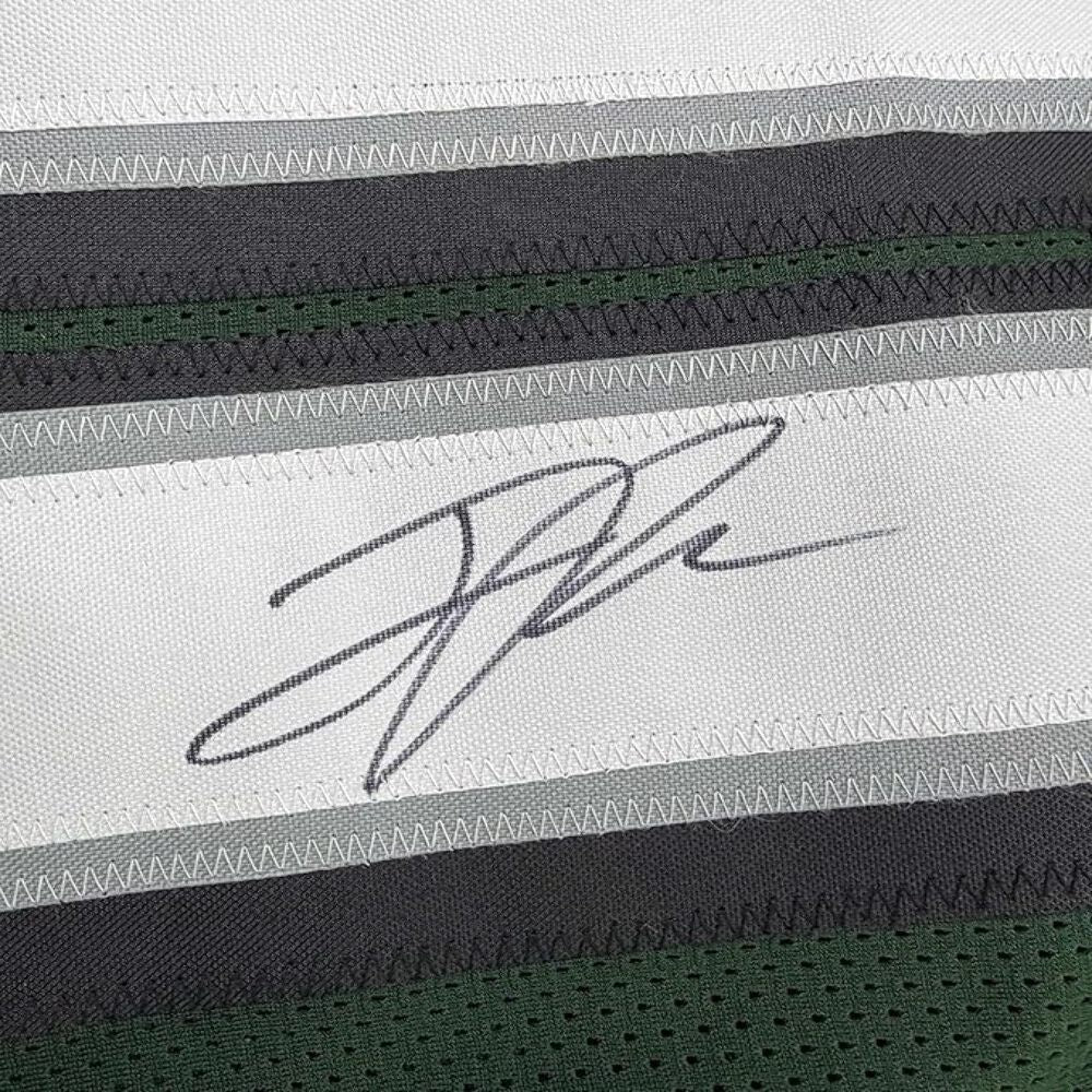 Framed Autographed/Signed Jaelan Phillips 35x39 Midnight Green Jersey PSA COA