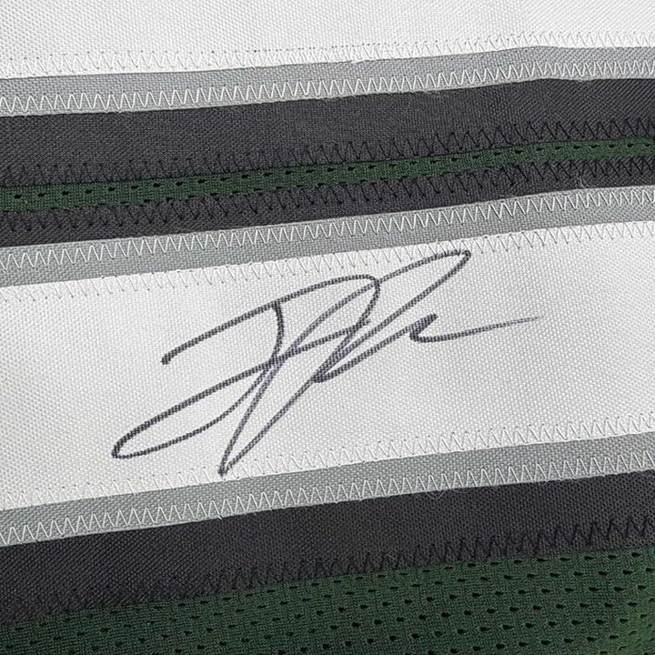 Framed Autographed/Signed Jaelan Phillips 35x39 Midnight Green Jersey PSA COA