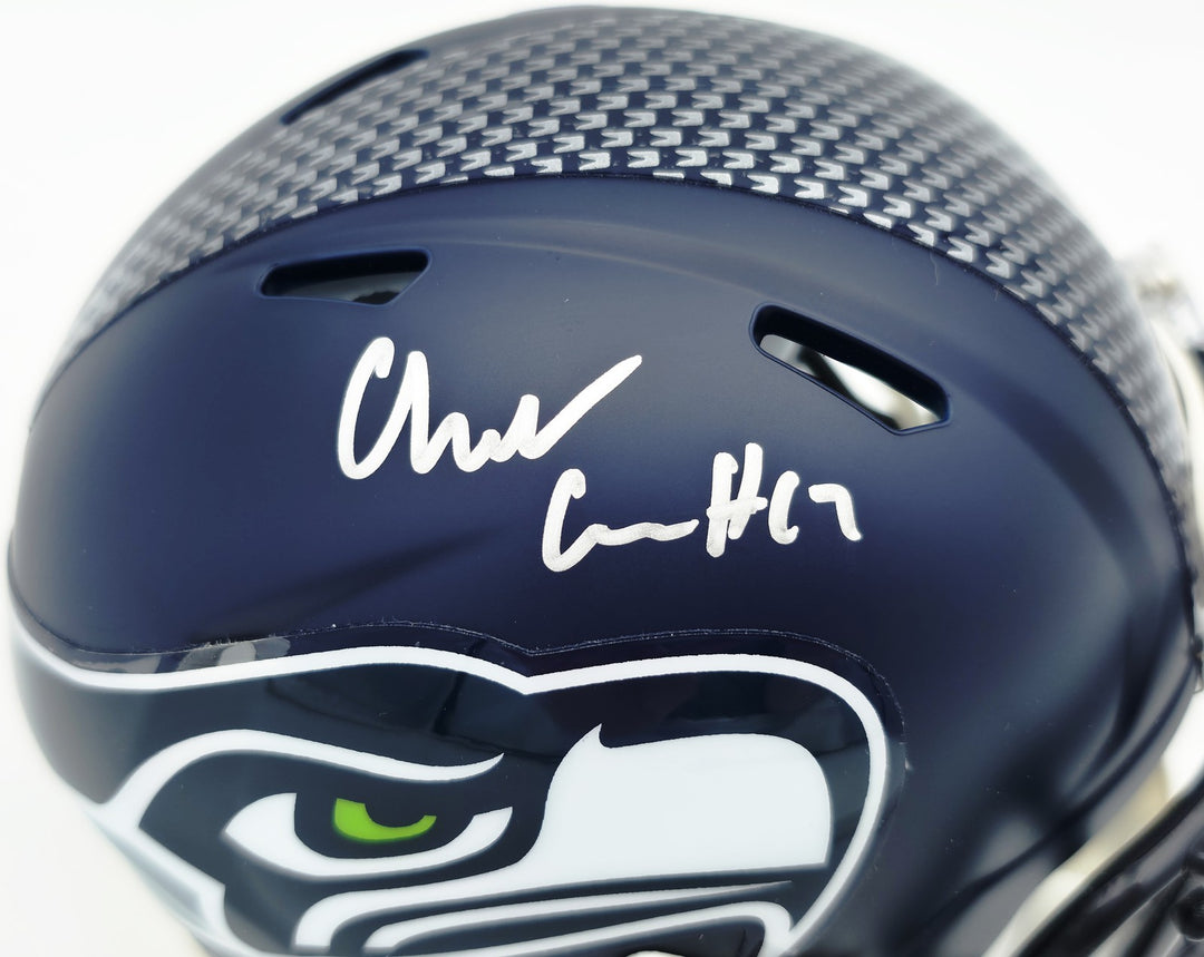Charles Cross Auto Seahawks Blue SB LX Champions Logo Speed Mini Helmet MCS Holo