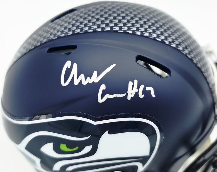 Charles Cross Auto Seahawks Blue SB LX Champions Logo Speed Mini Helmet MCS Holo