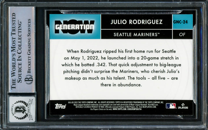 Julio Rodriguez Signed 2022 Topps Chrome Generation Now RC #GNC-24 Mariners