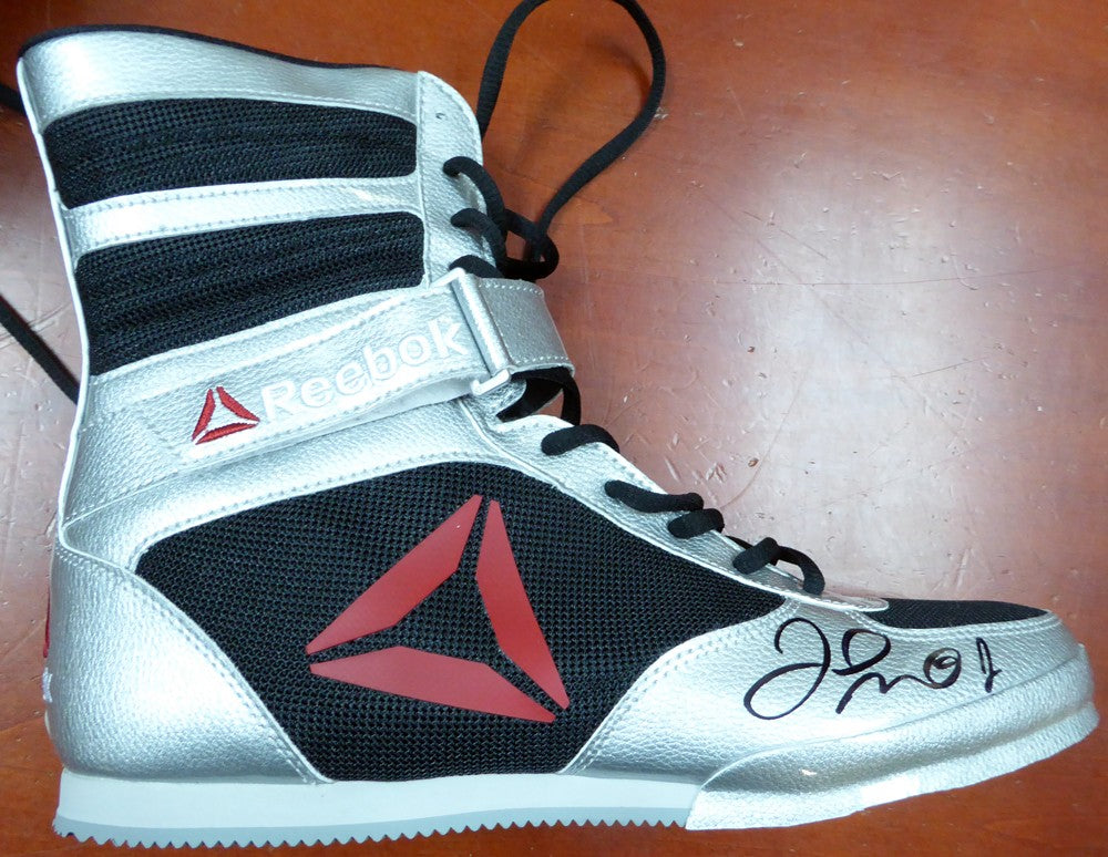 Floyd Mayweather Jr. Autographed Signed Reebok Silver Boxing Shoes Beckett