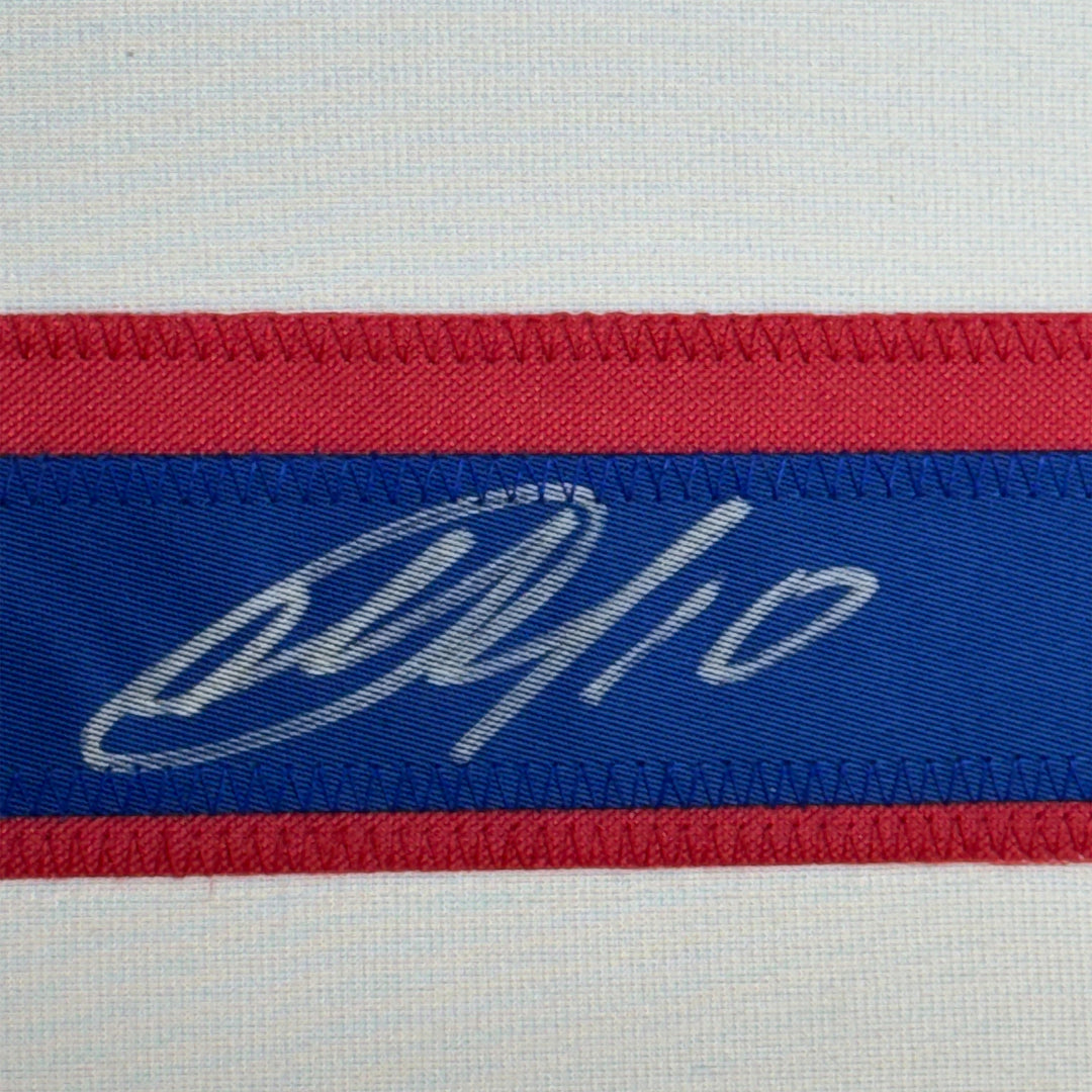 Framed Autographed/Signed Artemi Panarin 35x39 New York White Jersey JSA COA