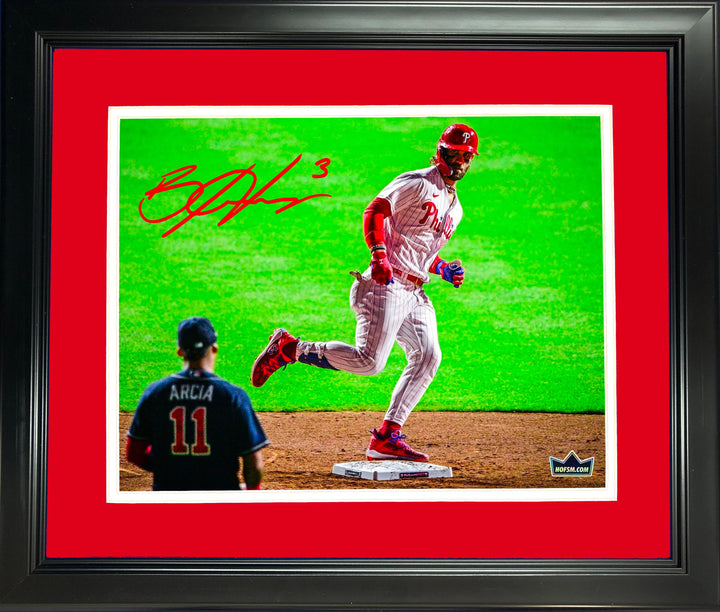 Framed Bryce Harper Orlando Arcia "Stare Down" Facsimile Engraved Auto 12"x15"