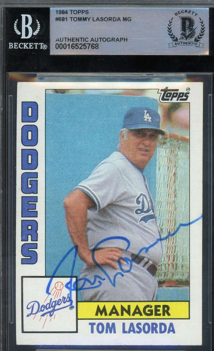 Tommy Lasorda Beckett BAS Signed 1984 Topps Autograph