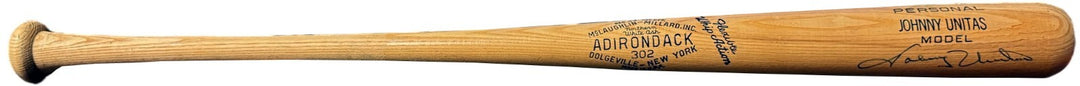 Johnny Unitas signed Adirondack Personal Model 302 Bat- Beckett  Review (Colts)