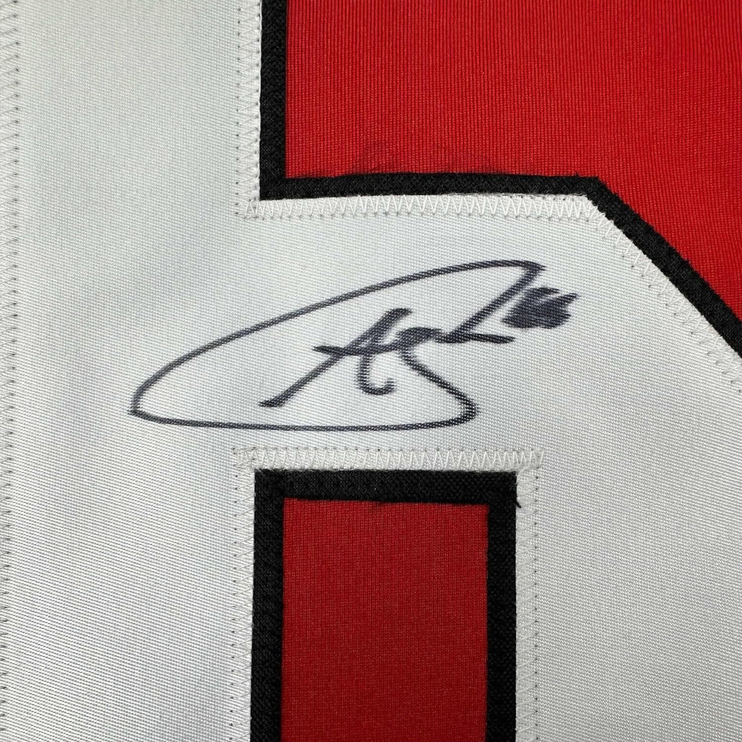 Framed Autographed/Signed Andrew Shaw 35x39 Chicago Red Jersey JSA COA