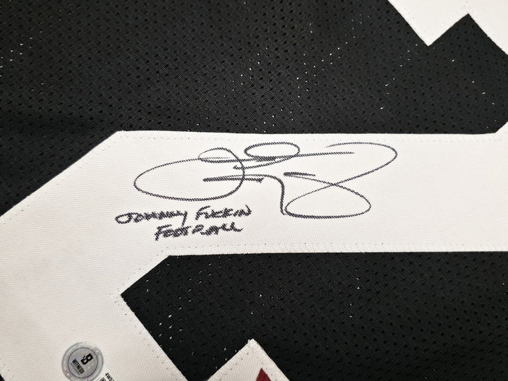 A & M Aggies Johnny Manziel Signed Black Jersey Beckett Wit Beckett Witness