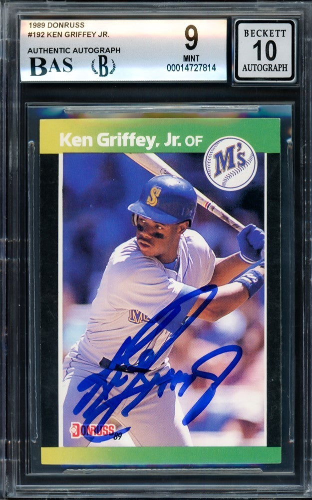 Ken Griffey Jr. Signed 1989 Donruss RC 192 Mariners BGS 9 Auto 10 Beckett