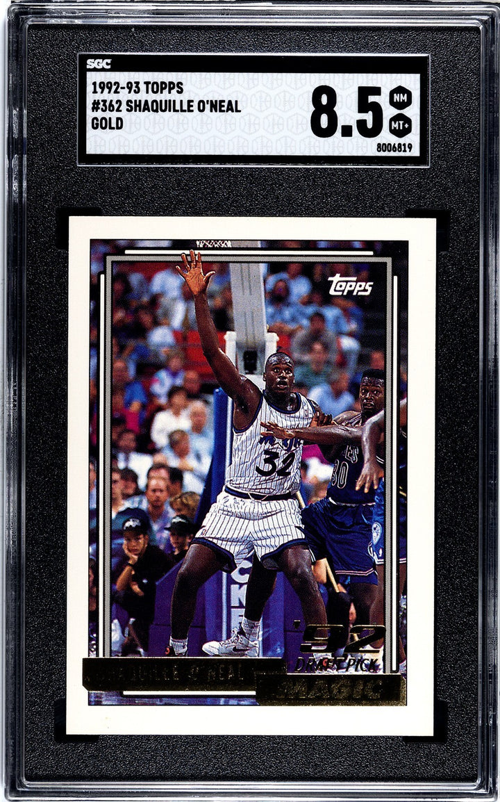 Shaquille O'Neal 1992-93 Topps Gold Rookie Card (RC) #362- SGC Graded 8.5 NM-MT+