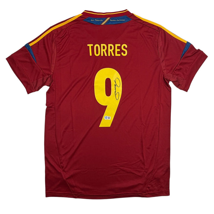 Autographed/Signed Fernando Torres Spain Red Soccer Jersey Beckett COA #2