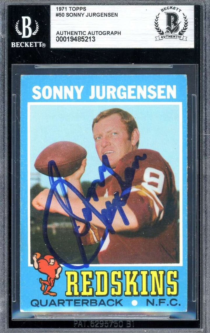Sonny Jurgensen Beckett BAS Signed 1971 Topps Autograph