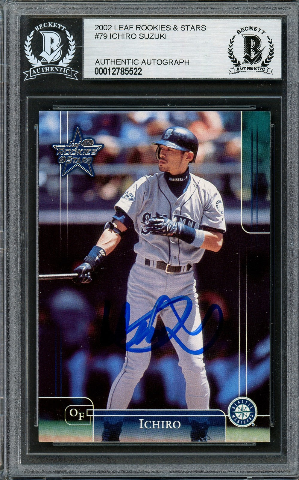 Ichiro Suzuki Signed 2002 Leaf Rookie & Stars Card 79 Seattle Mariners Beckett