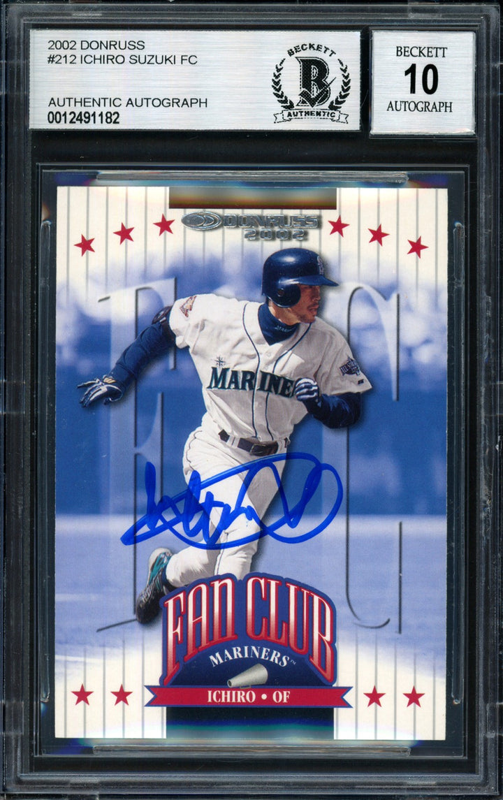 Ichiro Suzuki Signed 2002 Donruss Fan Club Card 212 Mariners Auto 10 Beckett