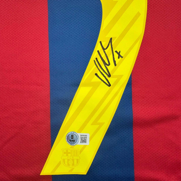 Autographed/Signed David Villa FC Barcelona Blue Jersey Beckett BAS COA
