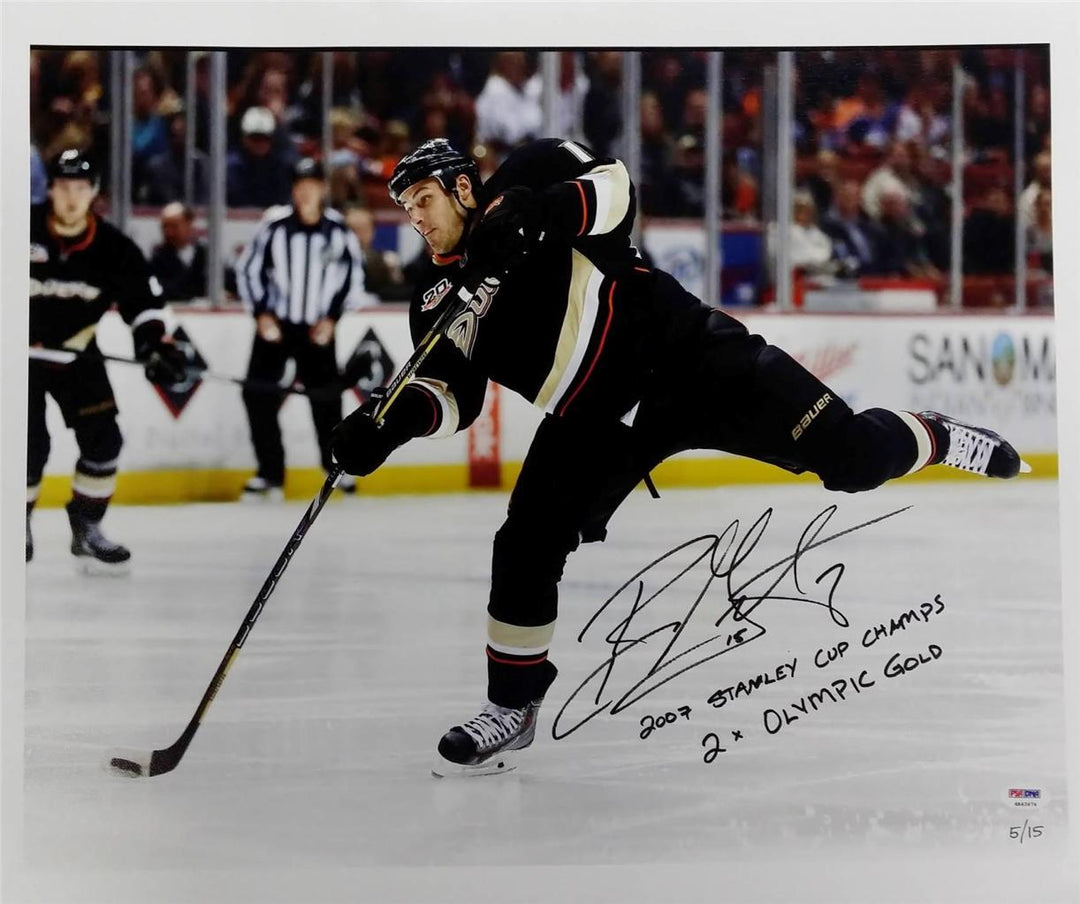 Ryan Getzlaf Signed "Stanley Cup Champ 2x Olympic Gold" 16x20 Canvas /15 PSA COA