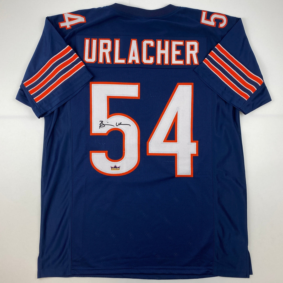 Facsimile Autographed Brian Urlacher Chicago Blue Reprint Jersey Size Men's XL